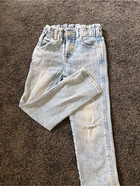 Light Wash girls High-Rise Paper bag Jeans